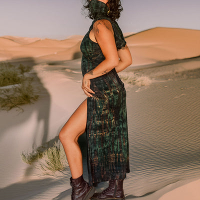 Desert Doof Dress Dark Green Serpent