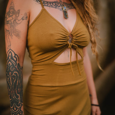 Keyhole Dress Green-Matcha