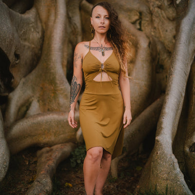 Keyhole Dress Green-Matcha