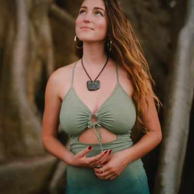 Keyhole Dress Aqua Plant Dye
