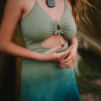 Keyhole Dress Aqua Plant Dye
