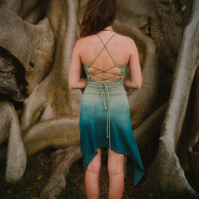 Keyhole Dress Aqua Plant Dye