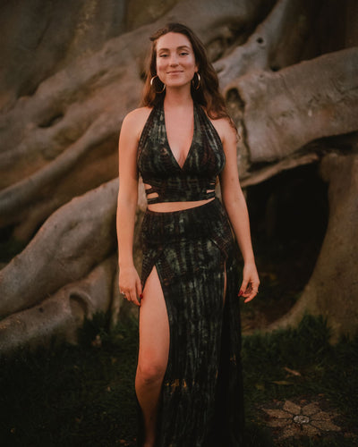 Tribal Trance Skirt Dark Green Serpent