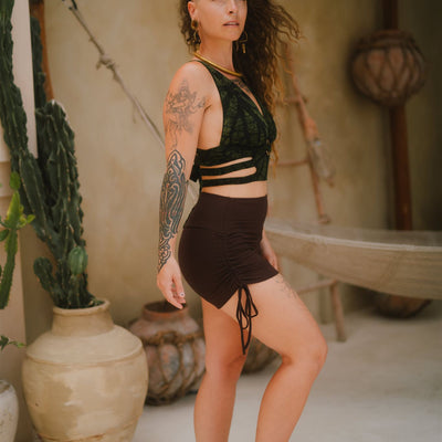 Jungle Heat Yoga Shorts Brown