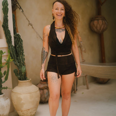 Jungle Heat Yoga Shorts Rustic Brown