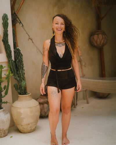 Jungle Heat Yoga Shorts Rustic Brown