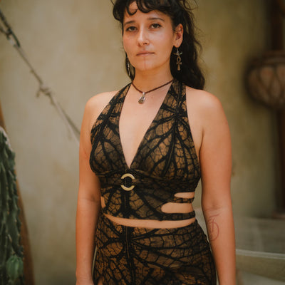 Tribal Trance Skirt Brown Leaf