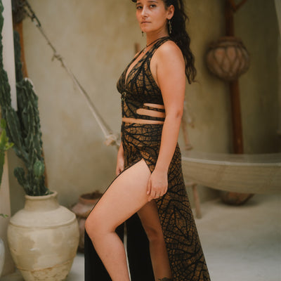 Tribal Trance Skirt Brown Leaf
