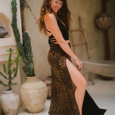 Tribal Trance Skirt Brown Leaf