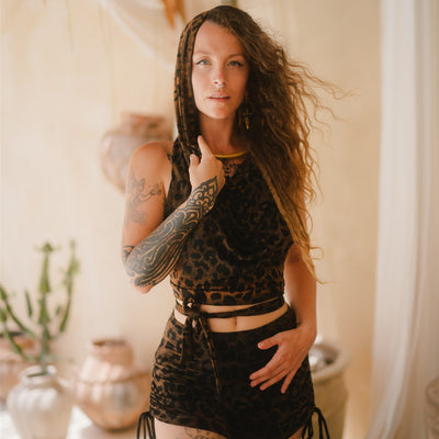 Jungle Heat Yoga Shorts & Cobra Hood Top