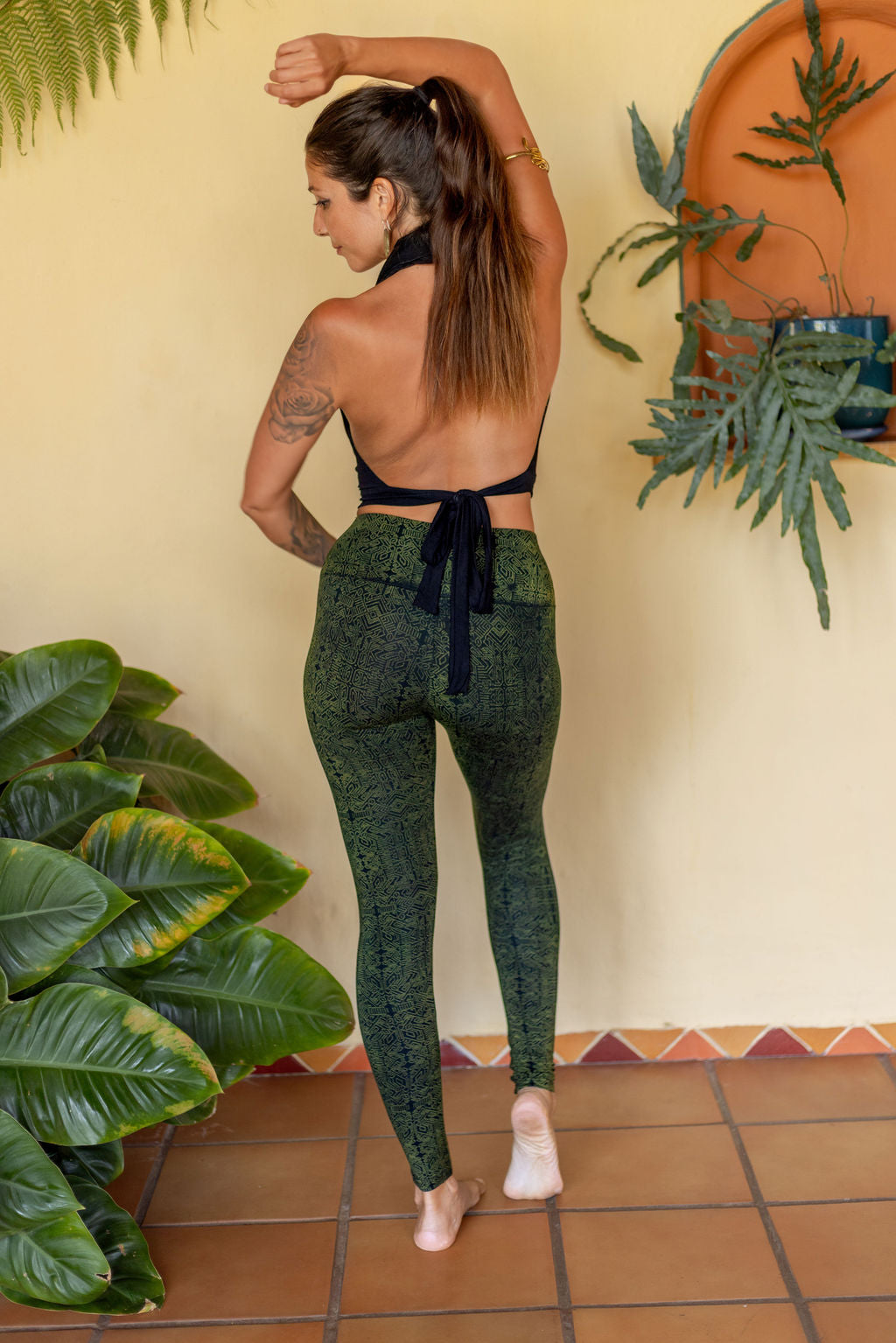 Serpentess Leggings Green Geo-Leaf