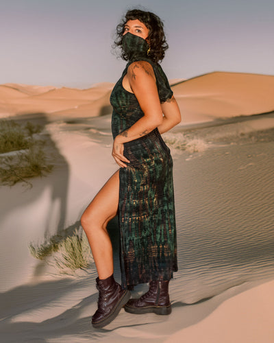 Desert Doof Dress Dark Green Serpent