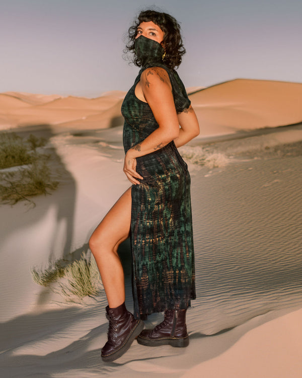 Desert Doof Dress Dark Green Serpent
