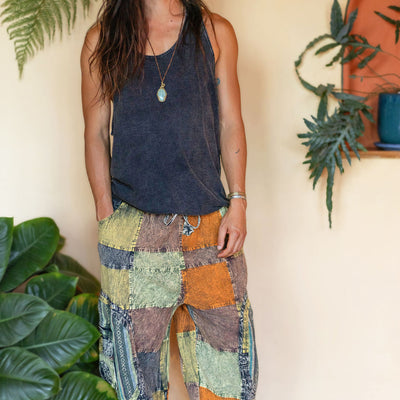 Patchwork circle Aladin pants
