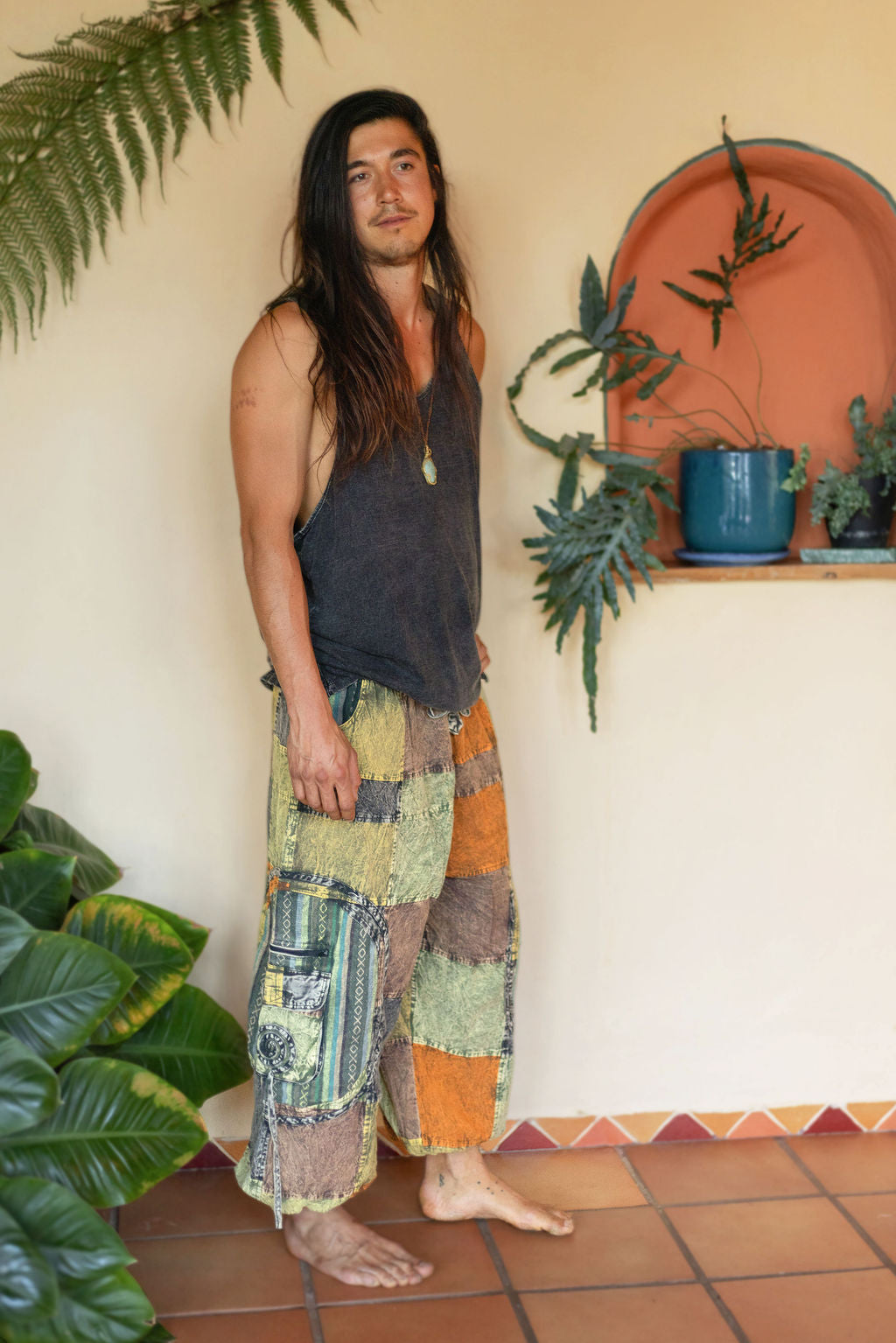 Patchwork circle Aladin pants