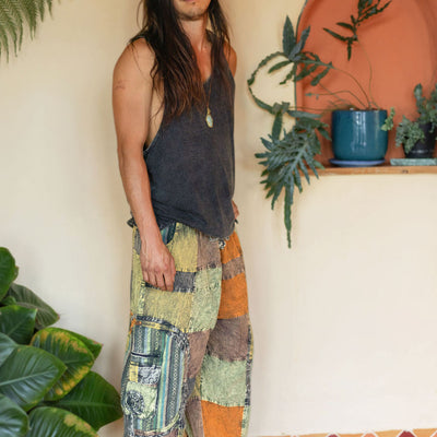Patchwork circle Aladin pants