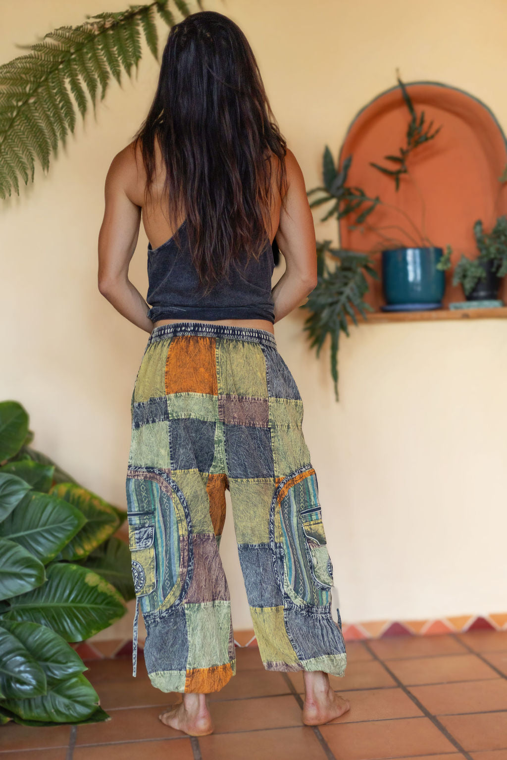 Patchwork circle Aladin pants