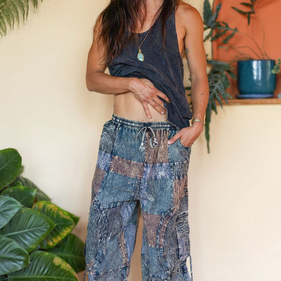 Patchwork circle Aladin pants