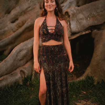 Twisted vine skirt - Dark Green Serpent