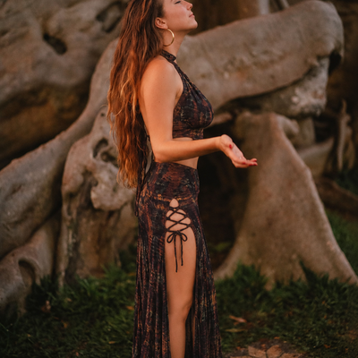 Twisted vine skirt - Dark Green Serpent