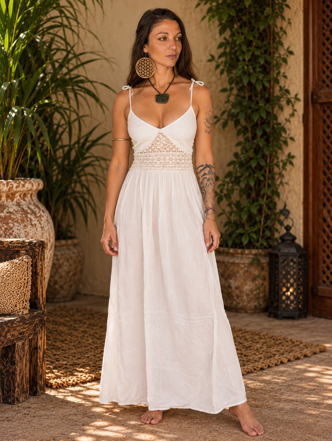 Mistic Jungle Dress - White