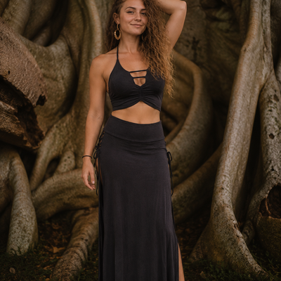 Twisted vine skirt - black
