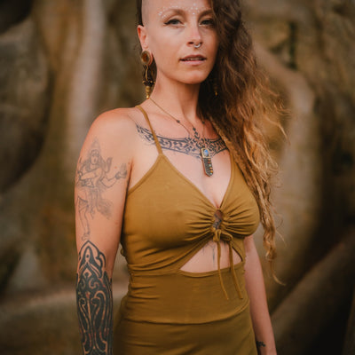 Keyhole Dress Green-Matcha