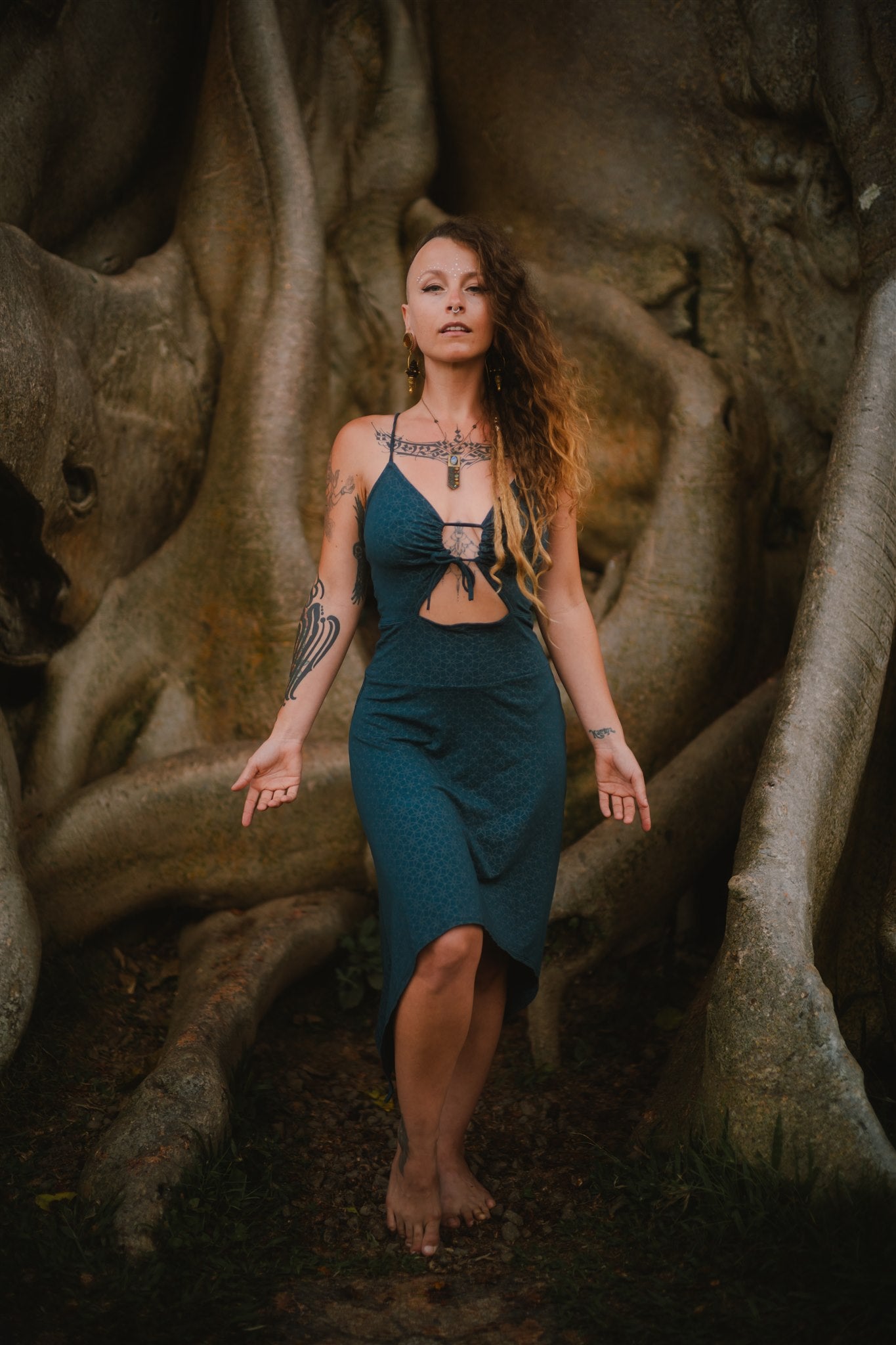 Keyhole Dress SOL-Print Teal