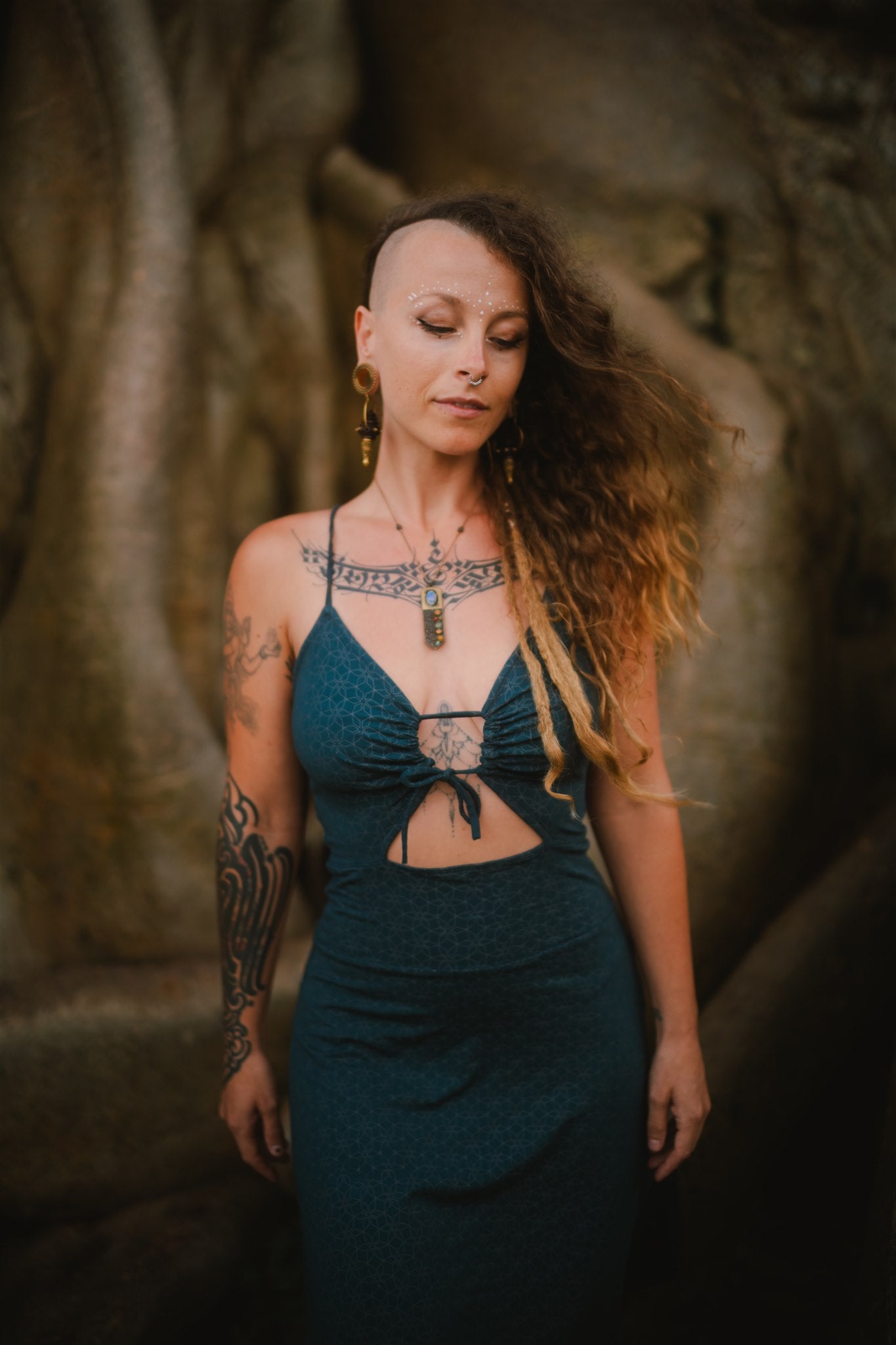 Keyhole Dress SOL-Print Teal