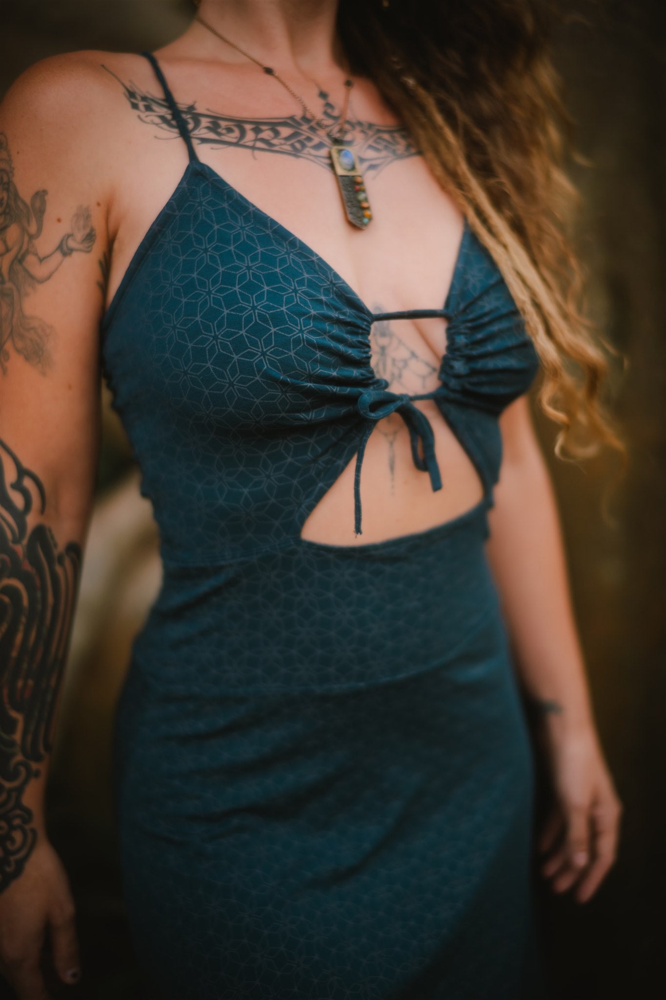 Keyhole Dress SOL-Print Teal