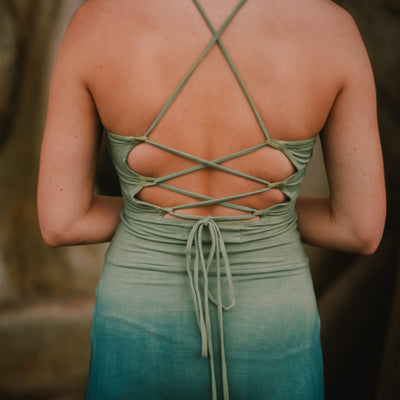 Keyhole Dress Aqua Plant Dye