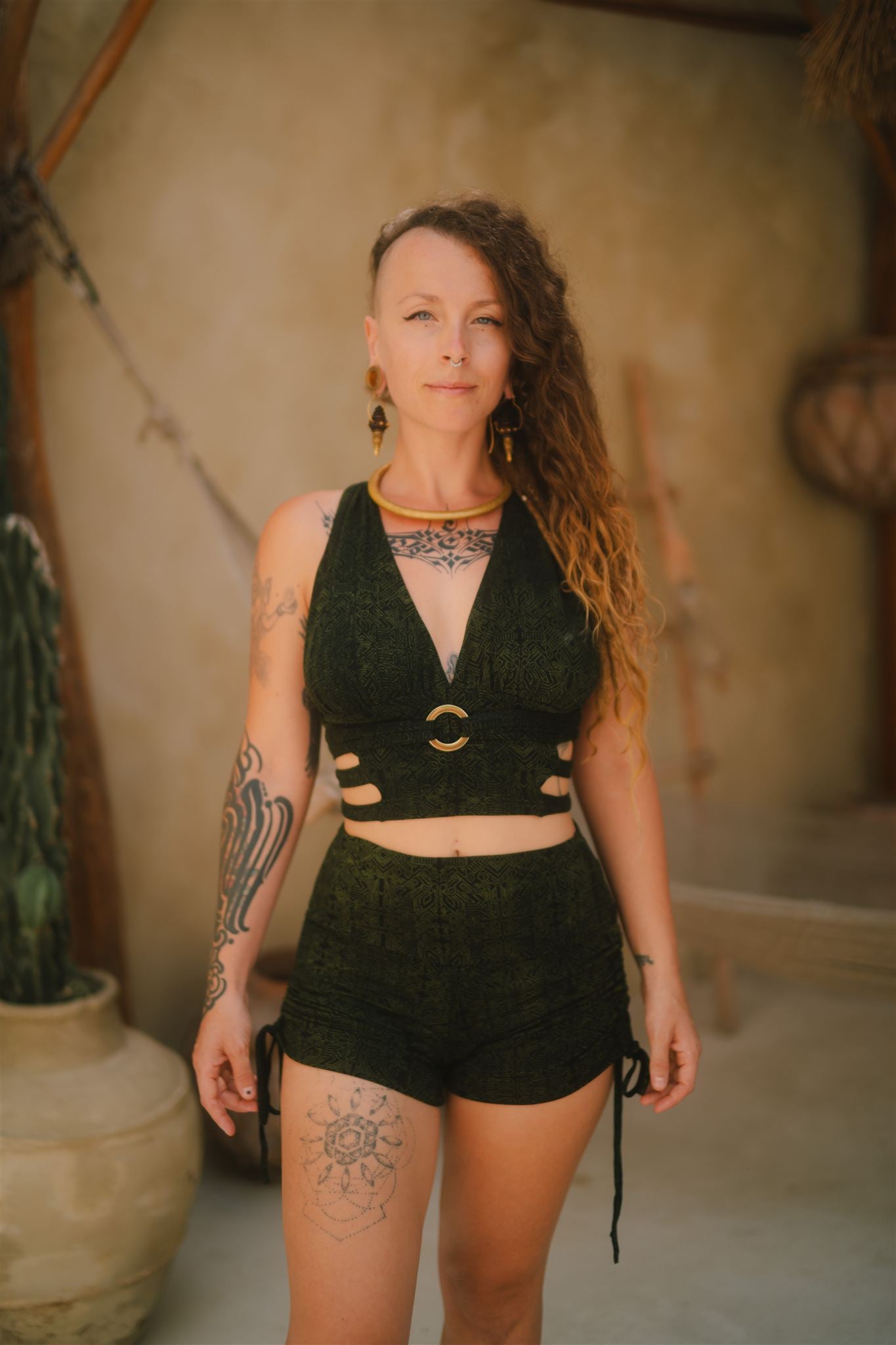 Panthera Top Green Geo-Leaf