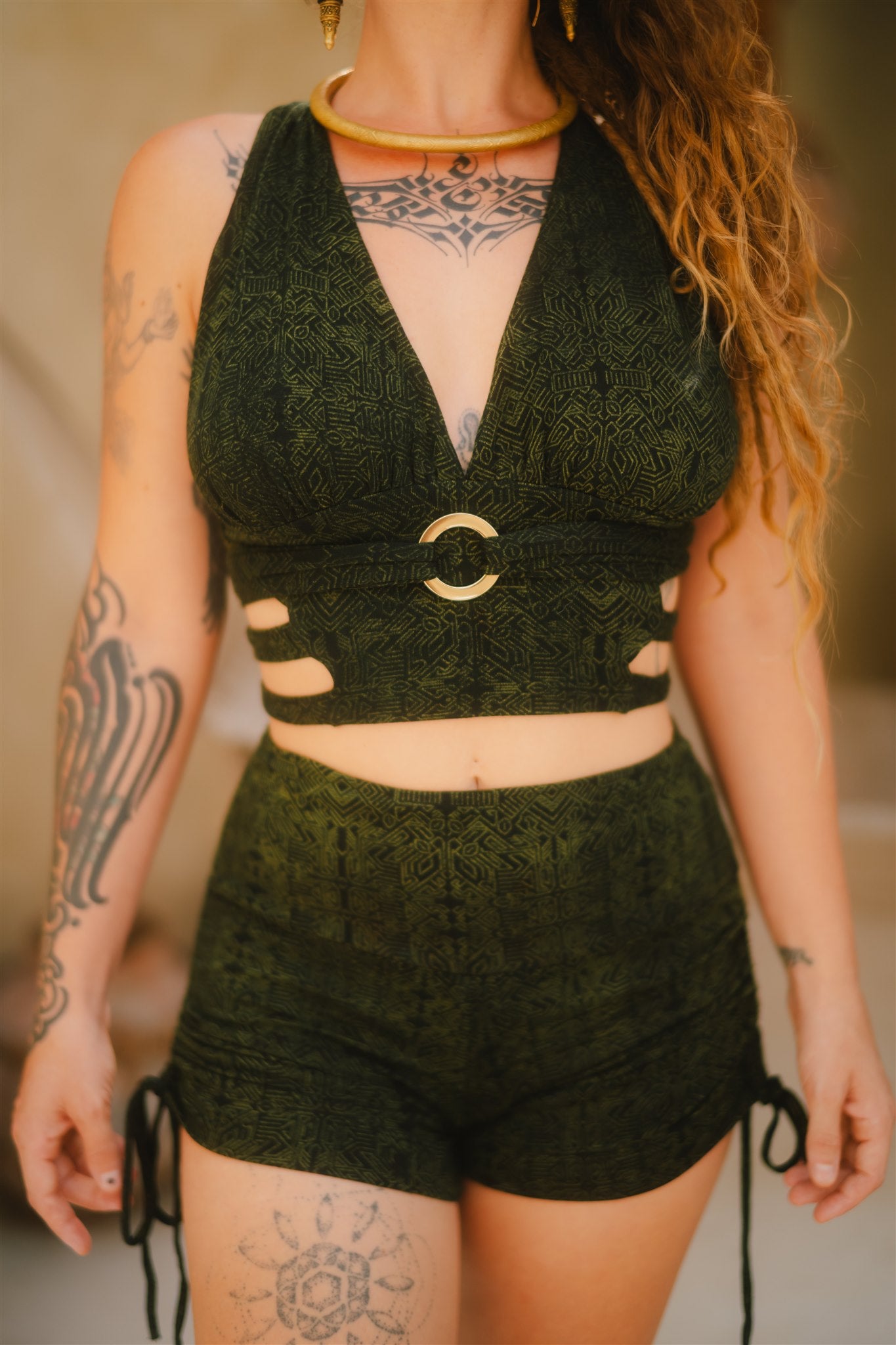 Panthera Top Green Geo-Leaf