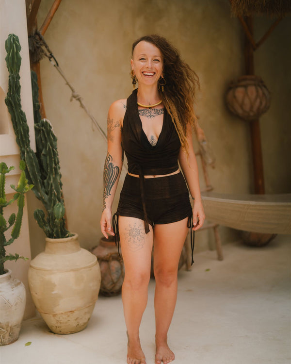 Jungle Heat Yoga Shorts Rustic Brown