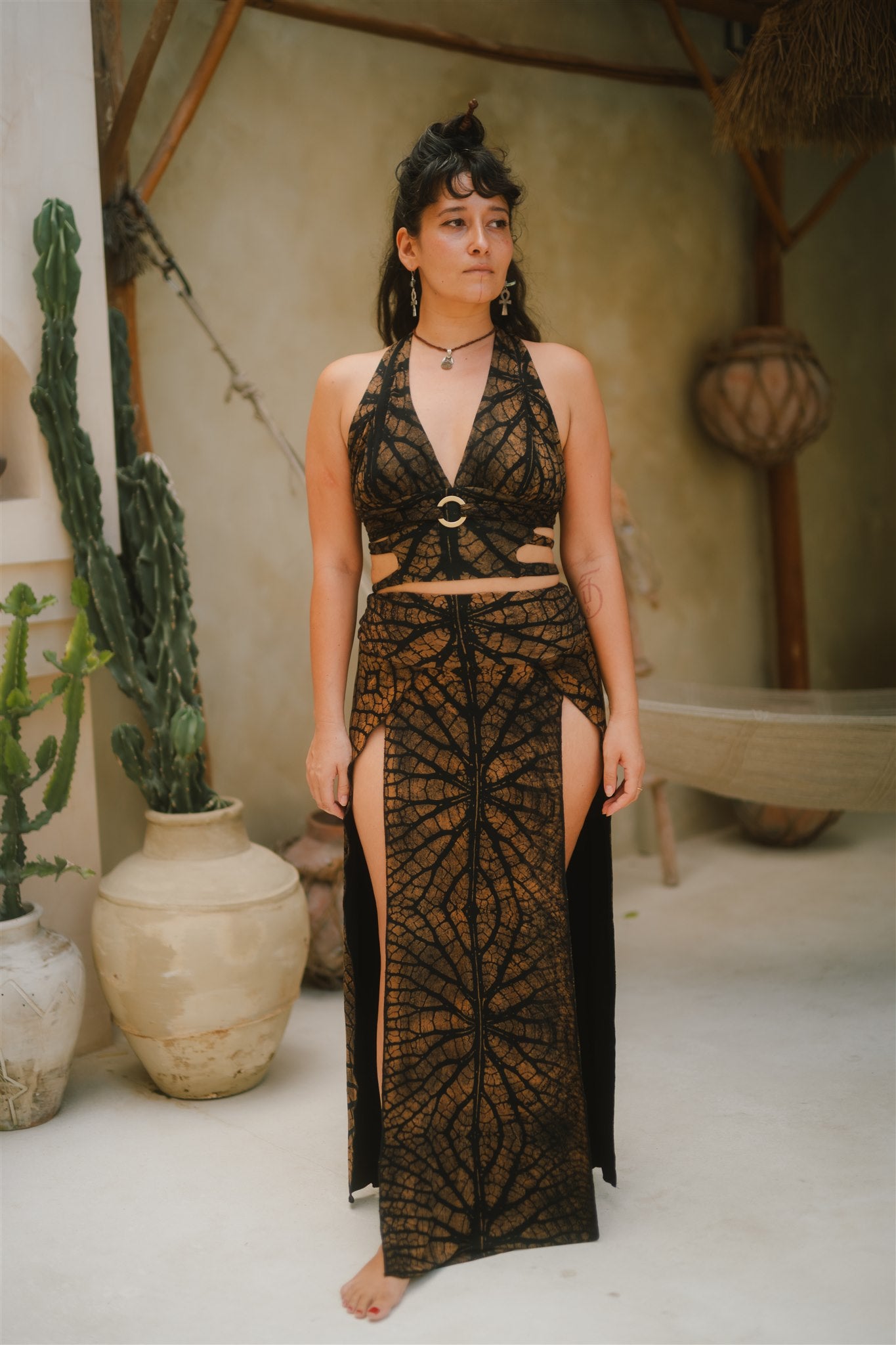 Tribal Trance Skirt Brown Leaf