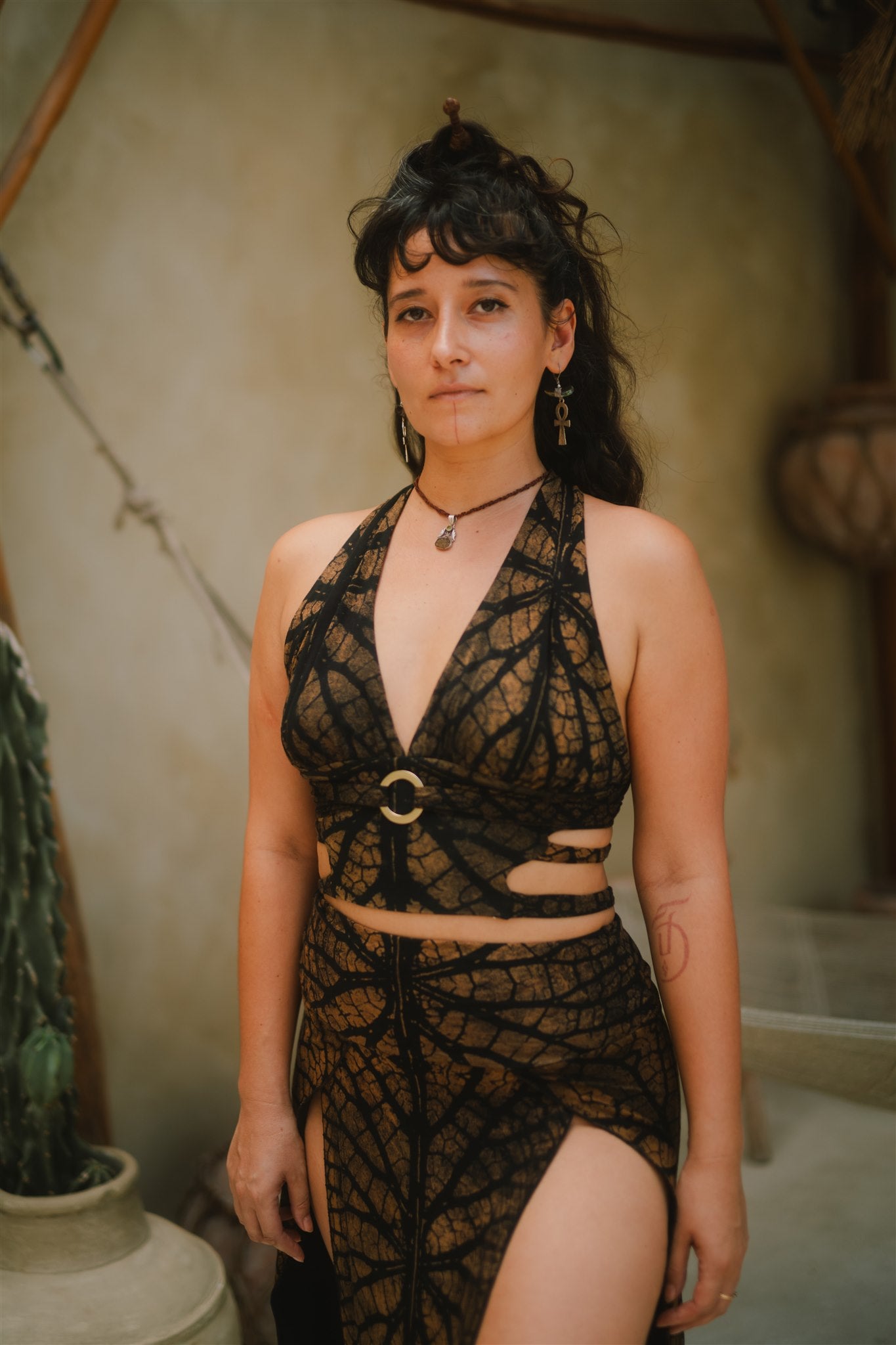 Tribal Trance Skirt Brown Leaf