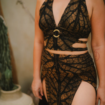 Panthera top & Tribal Trance Skir Brown Leaf
