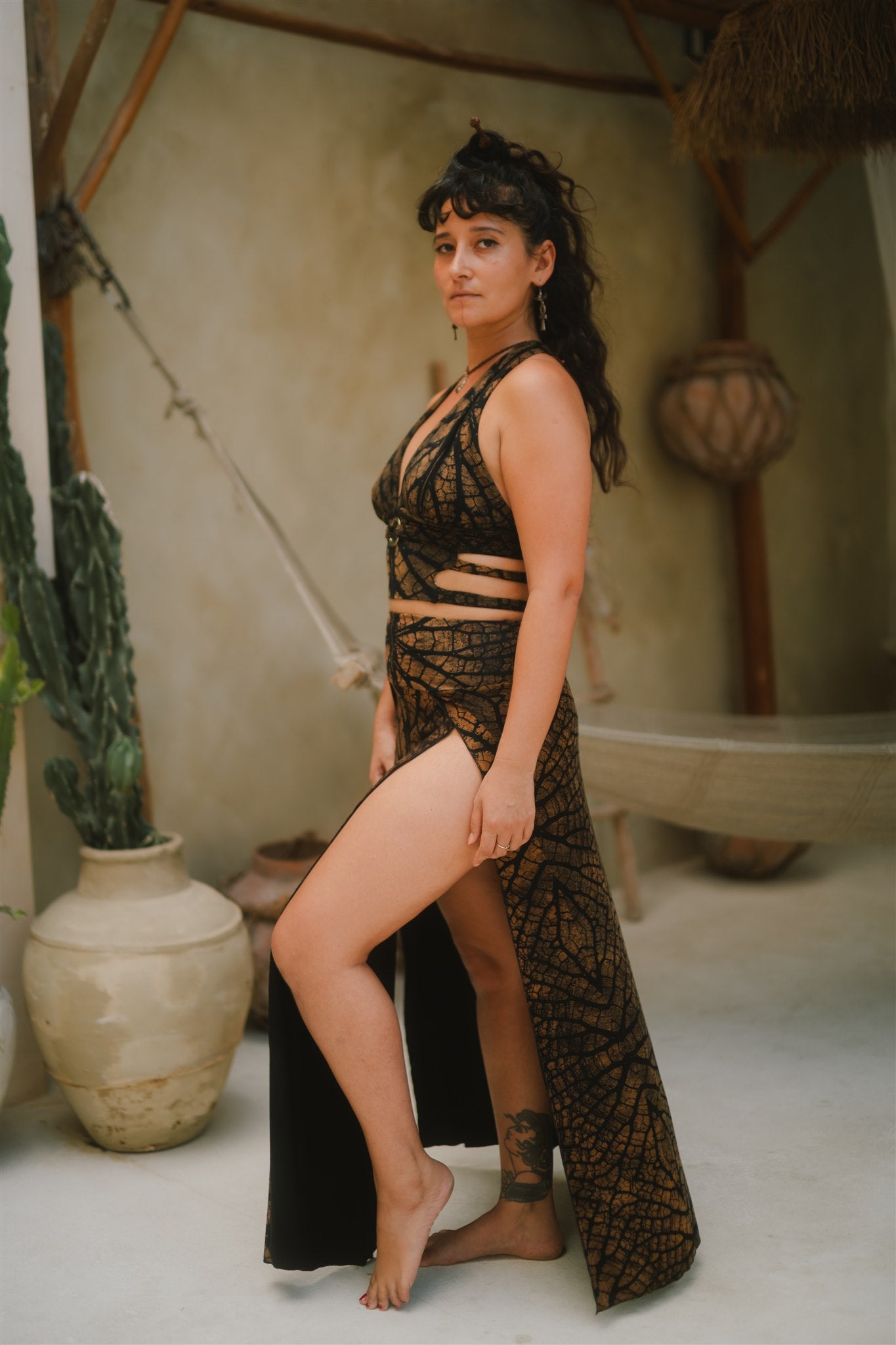 Tribal Trance Skirt Brown Leaf