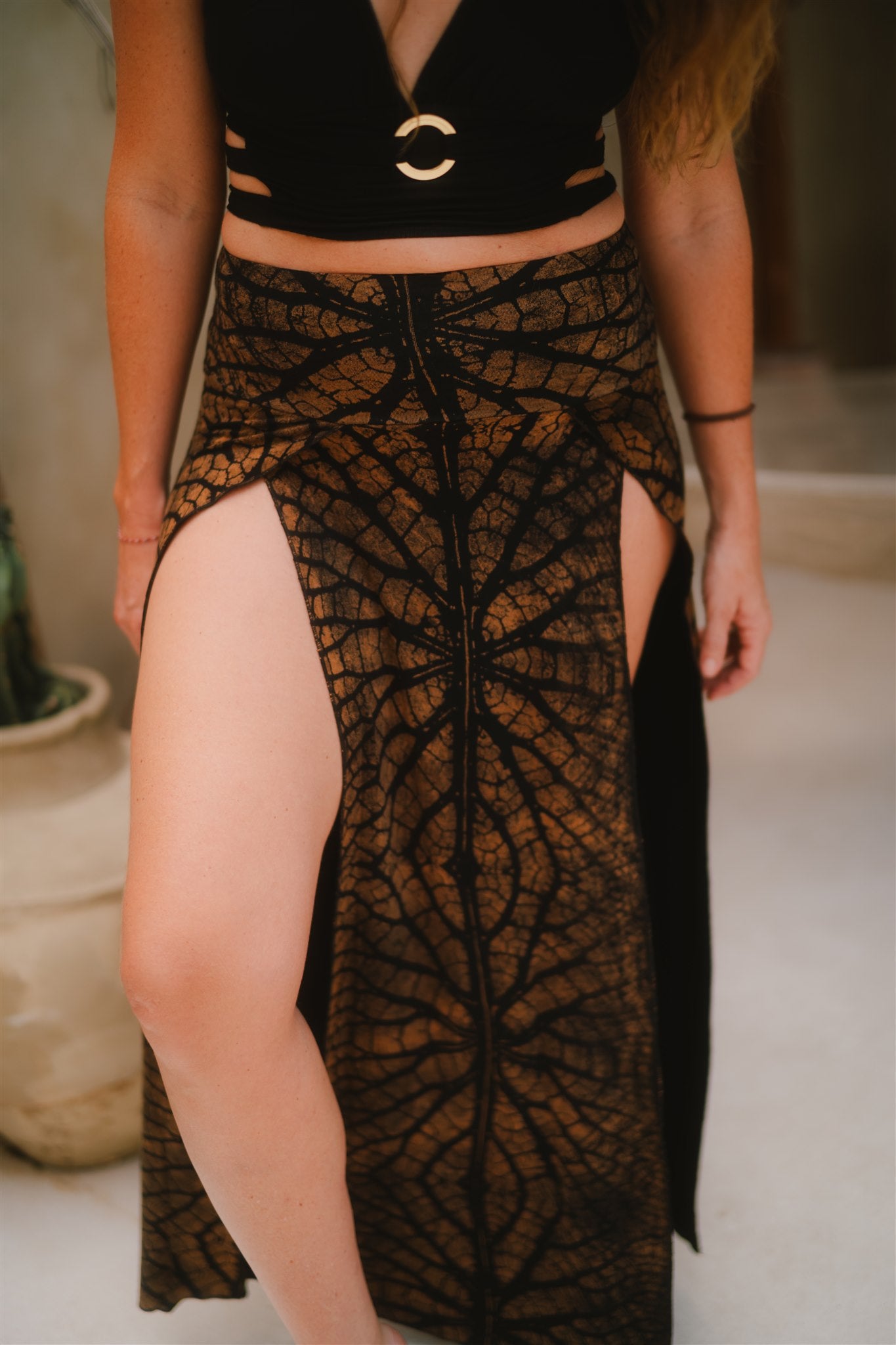 Tribal Trance Skirt Brown Leaf