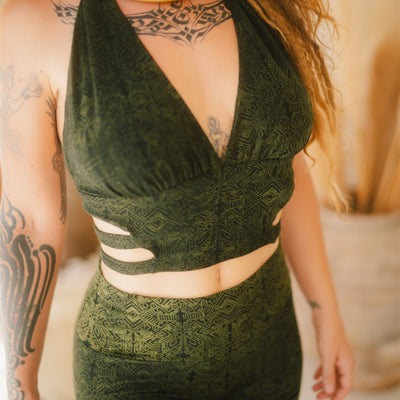 Serpentess Leggings Green Geo-Leaf