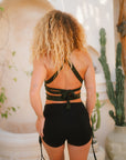 Jungle Heat Yoga Shorts Black