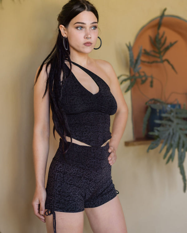Jungle Heat Yoga Shorts Dark Grey Arabika