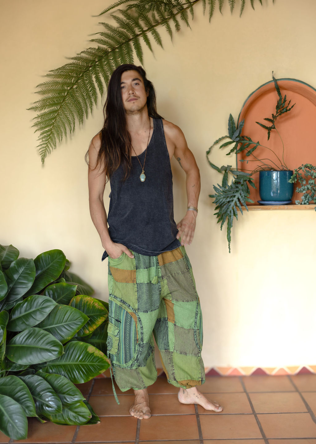 Patchwork circle Aladin pants
