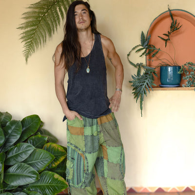 Patchwork circle Aladin pants