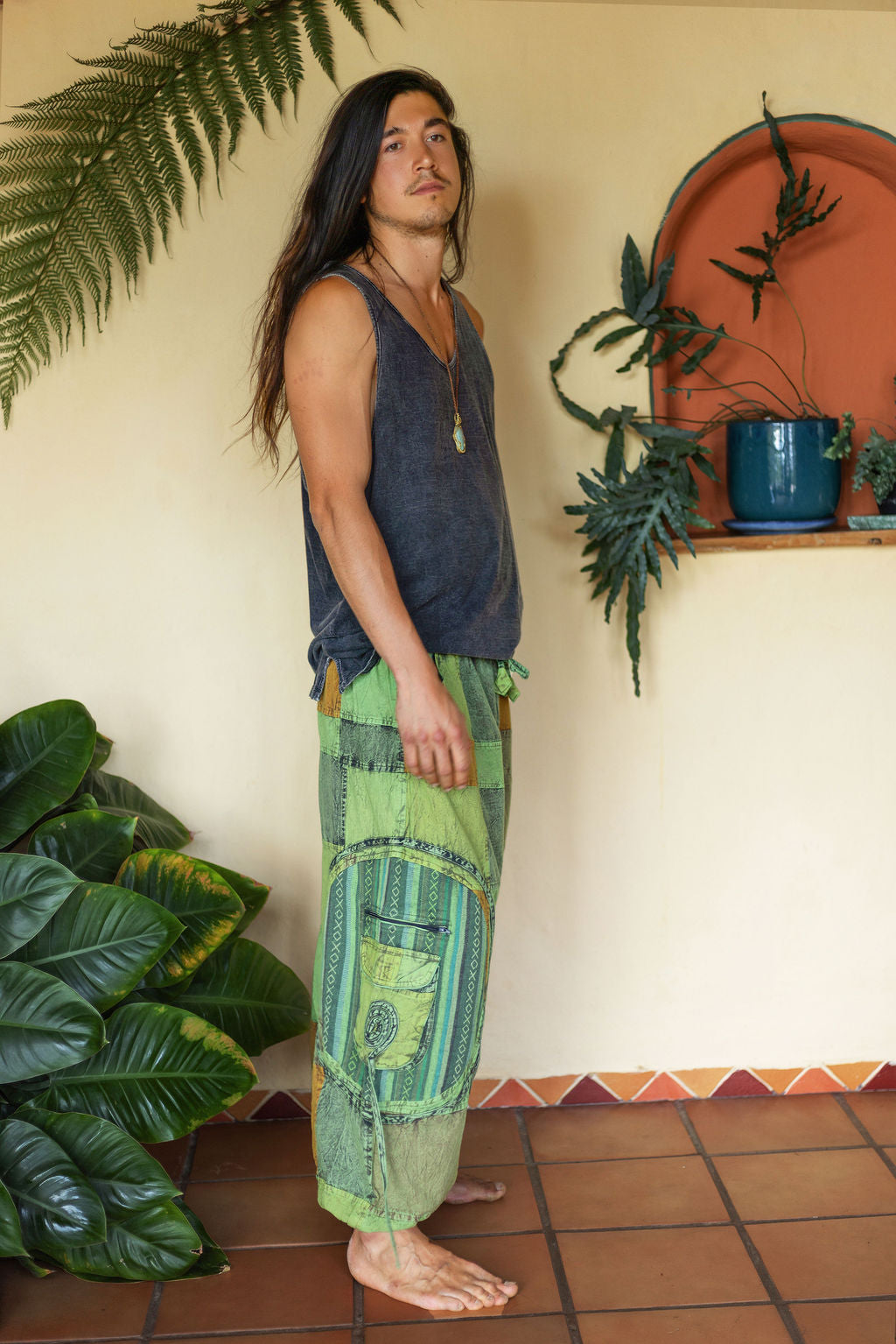 Patchwork circle Aladin pants