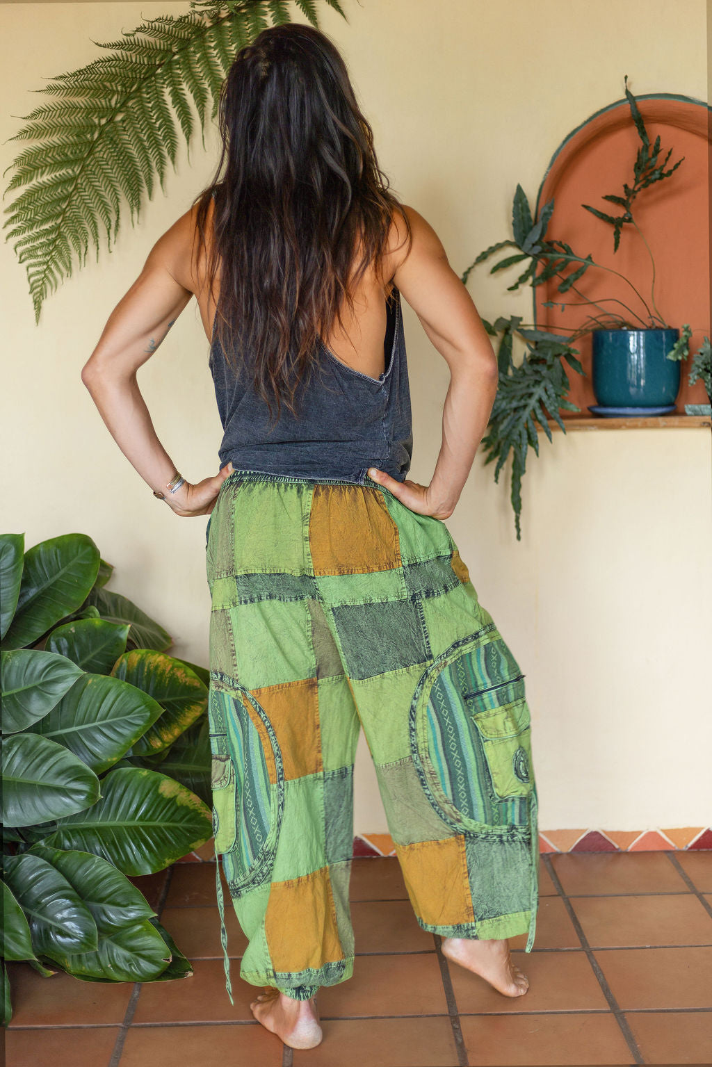 Patchwork circle Aladin pants
