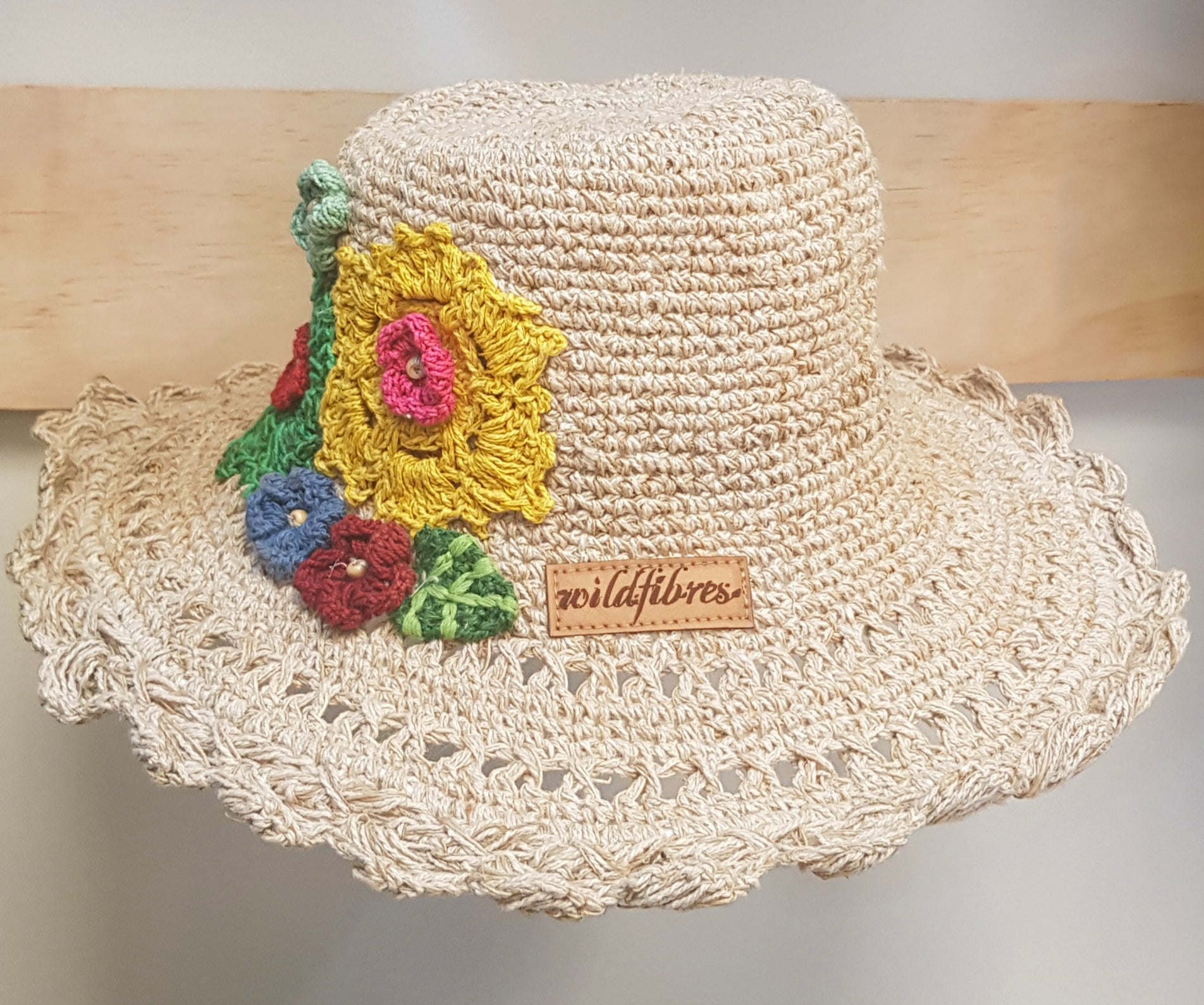 Hand made Crochet flowers hemp hat