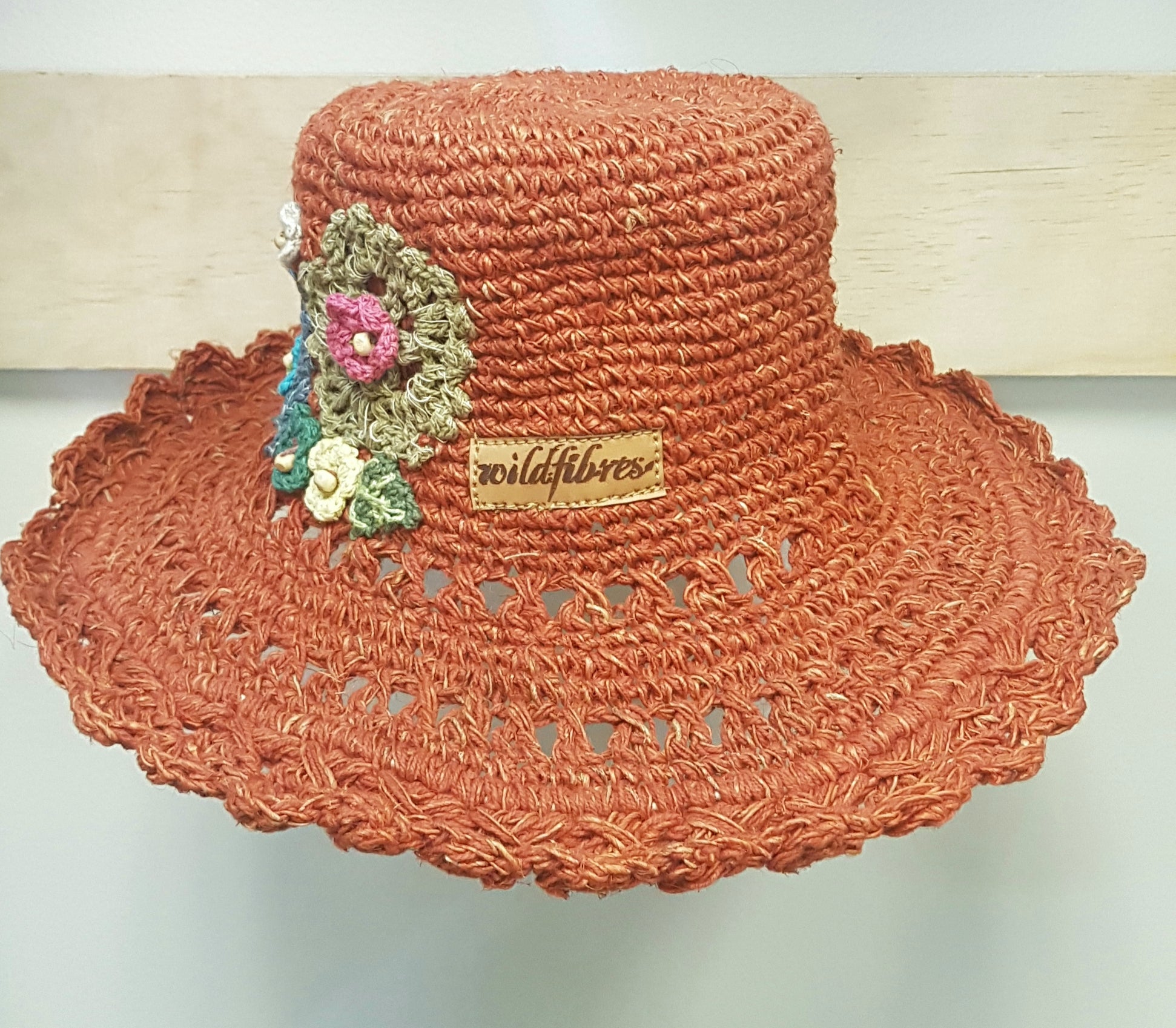 Hand made Crochet flowers hemp hat