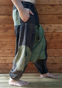 Circle, Square, Hareem Pants- Green, Black/Brown Stonewash