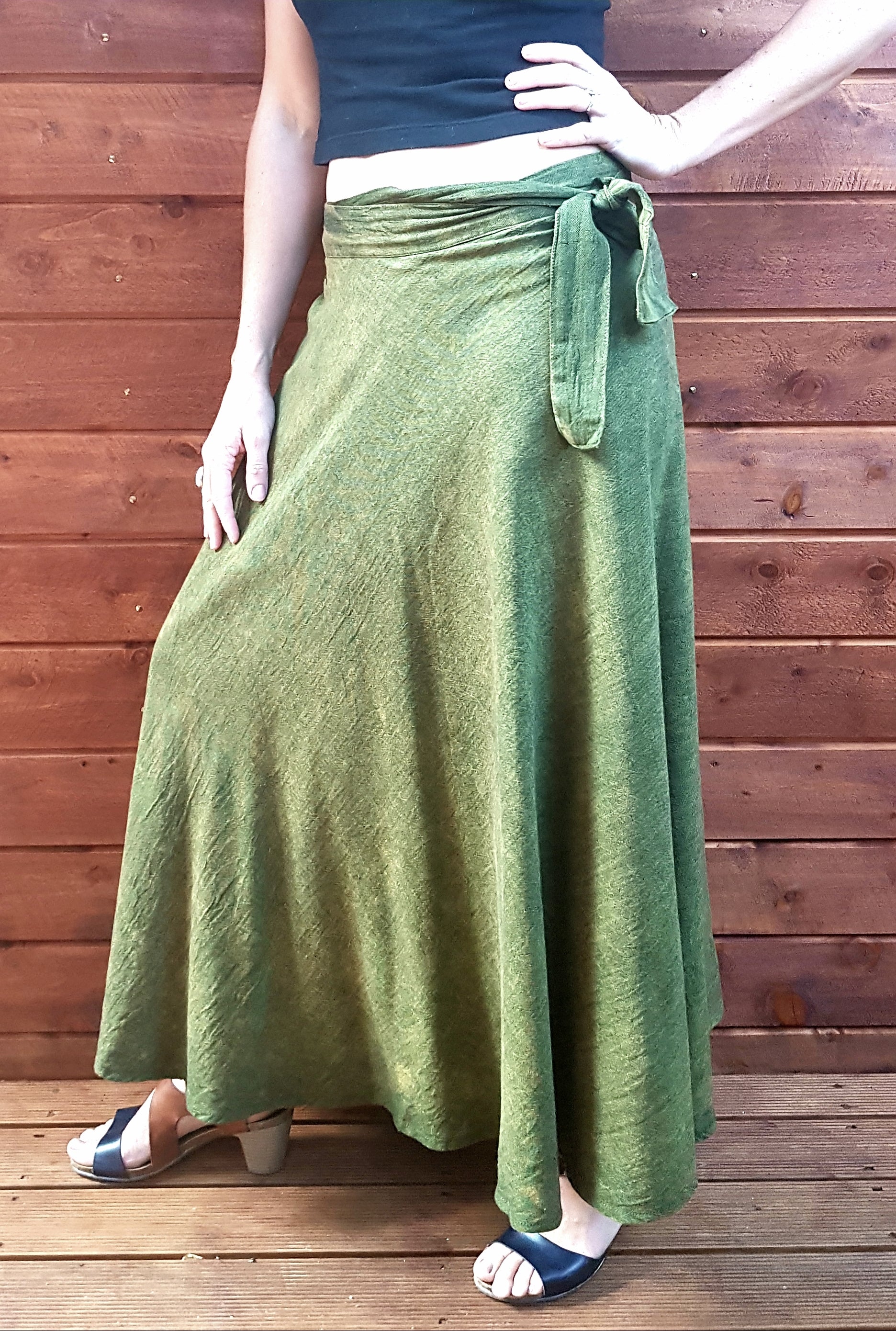 Wrap around skirt (stonewash green)